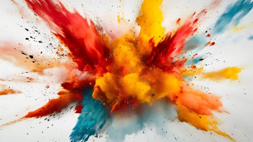 Vibrant explosion of colored powder in dynamic abstract style.