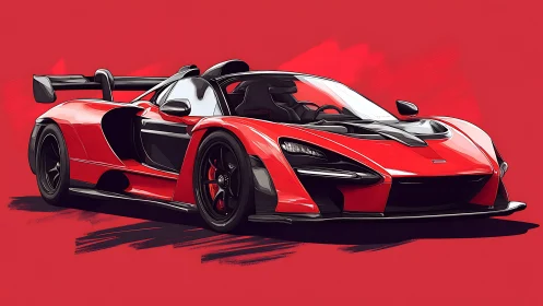 Highly stylized red hypercar with aggressive aerodynamic bodywork