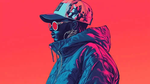 Cool streetwear style glowing against neon pink skies.