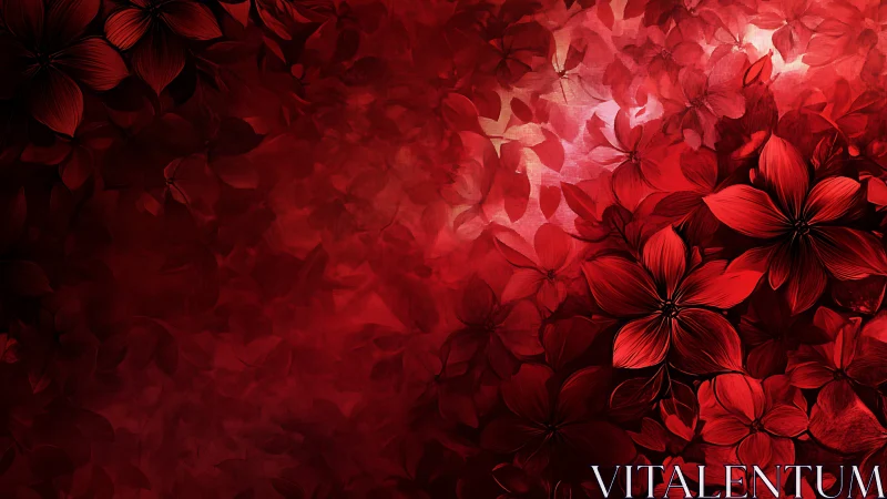 Red floral digital composition shows layered petal structures