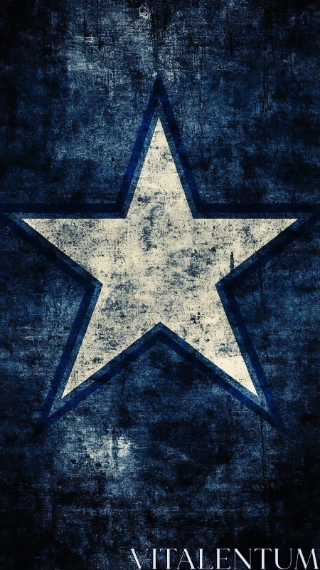 White star emblem on distressed dark blue textured background.