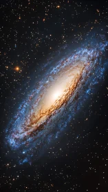 Edge-on spiral galaxy with dense starfield and bright bulge core