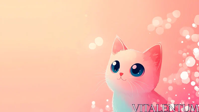 Luminous Pink Cat with Gradient Glow.
