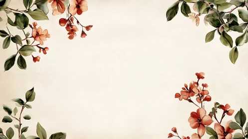 Soft floral frame with gentle blossoms and open space.