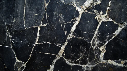 Black Marble Surface with White Veins, Abstract Natural Texture.