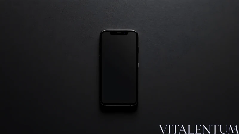 Sleek Black Smartphone Centered on Dark Textured Background