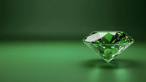 Brilliant Emerald-Cut Green Gemstone on Smooth Gradient Background.