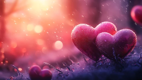 Frozen Heart Crystals Glow Pink Purple Snow.