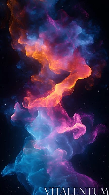 Nebulae pirouette as neon smoke curls through cosmic dark