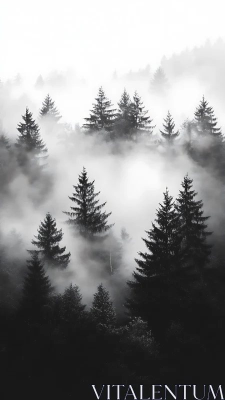 Misty Forest Dreams in Monochrome.