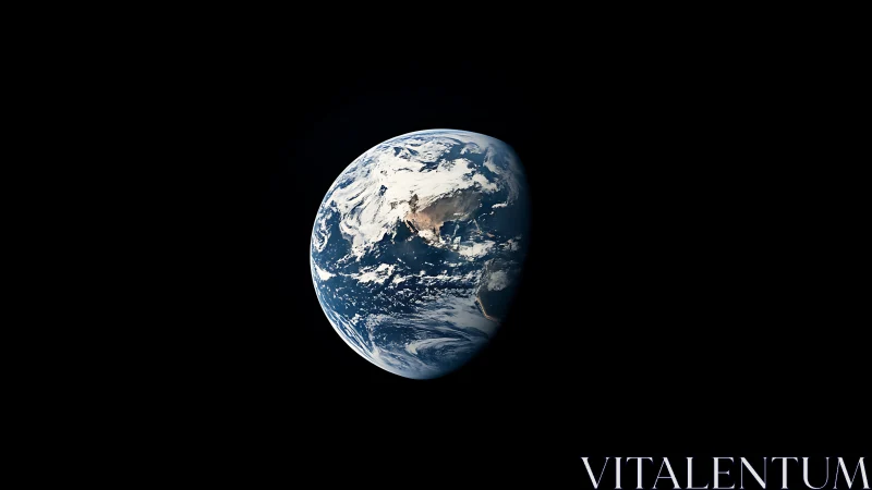 Gentle blue Earth drifting quietly through deep space.