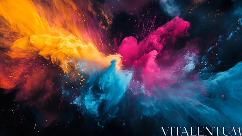 Triadic pigment explosion forms a dynamic chromatic vortex