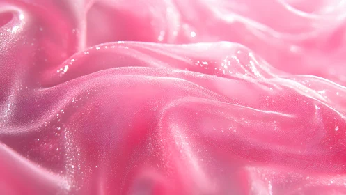 Shimmering Pink Satin Fabric Close-Up in Soft Abstract Style.