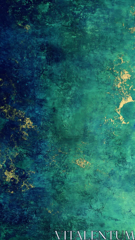 Emerald and navy textured abstract with gold highlights.