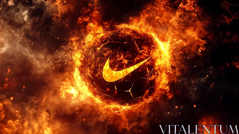 Nike Logo Engulfed in Inferno Flames and Fire.