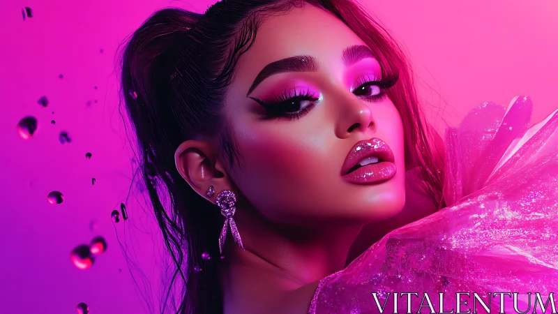 Glamorous pink portrait glowing with bold, dreamy style.