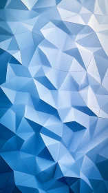 Triangulated blue low‑poly relief with gradient illumination.