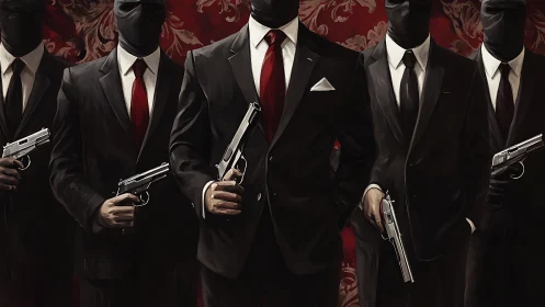 Masked gunmen in scarlet ties quietly choreograph menace