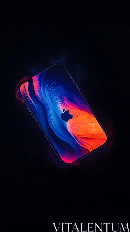 Holographic iPhone Smartphone Display. Neon Digital Abstract.