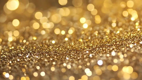 Golden glitter macro bokeh with rich luminous depth.