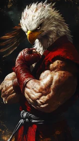 Hybrid eagle warrior displays hyper-defined musculature and textured plumage