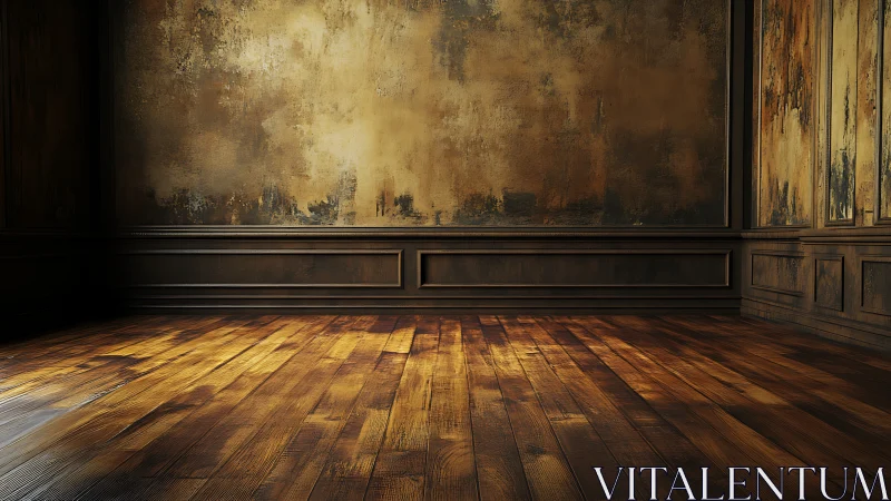 Warm wooden interior glows against aged textured walls