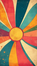 Sunburst carnival spiral with retro-tinted cosmic flair.