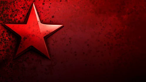 Red metal star glows boldly against a dark textured backdrop