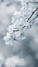 Delicate White Flowers in Soft Focus Monochrome