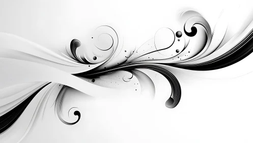 Monochrome fluid swirl vectors with dynamic gradient ribbons