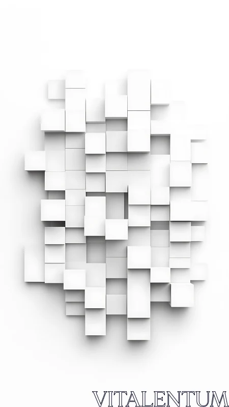 Minimalist white 3D cube relief wall composition.
