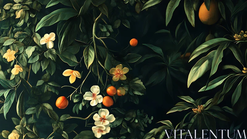 Citrus Abundance Dances Through Moonlit Foliage