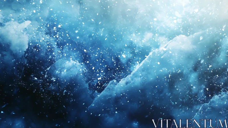 Cryogenic turbulence across fragmented glacial ice strata.