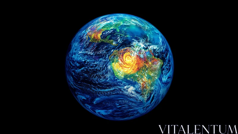 Earth climate vortex over Americas in vivid thermal color