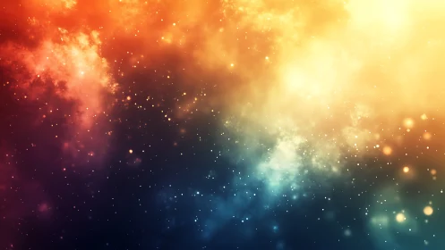 Bokeh nebula field with warm cool gradient star cluster