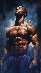 Hyperreal musculature study emphasizes specular highlights and tension