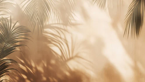 Palm shadow ballet in sunlit beige coastal calm.