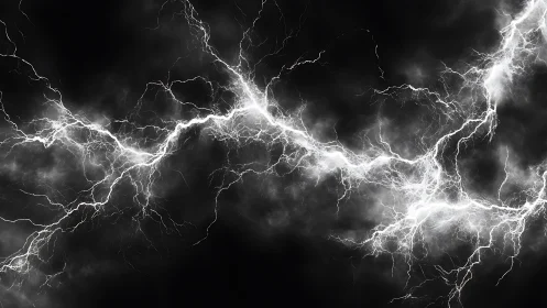 Electric storm energy dances across a dramatic dark sky