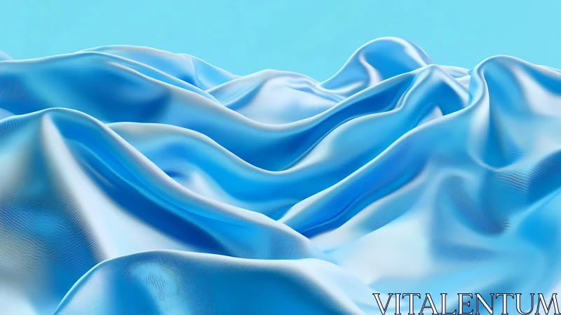 Blue synthetic fabric folds form smooth abstract landscape
