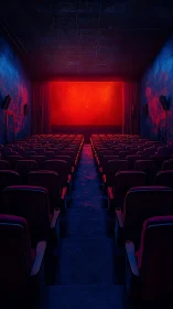Neon hush in an empty cinema awaiting its next dream.