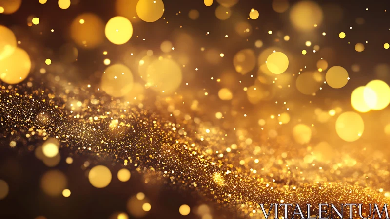 Sparkling Golden Bokeh Lights on Abstract Glitter Background.