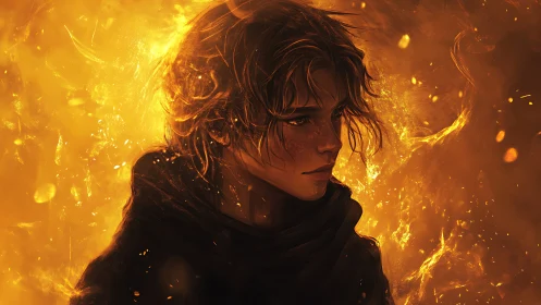 Ember crowned wanderer listens quietly to the language of fire