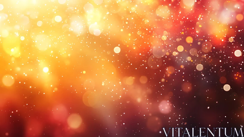 Golden bokeh light particles drift across warm gradient background