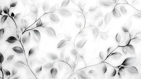 Monochrome botanical filigree renders ethereal linear foliage