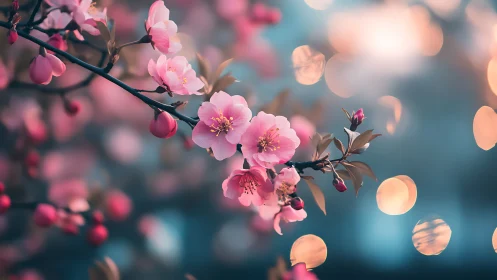 Cherry Blossoms Dancing Through Dreamlight Bokeh