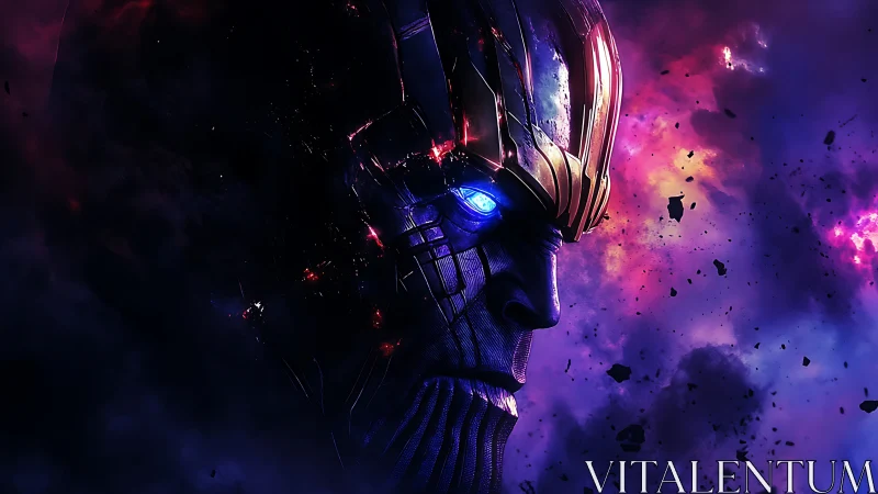 Cosmic tyrant profile within nebular fracture field rendering.