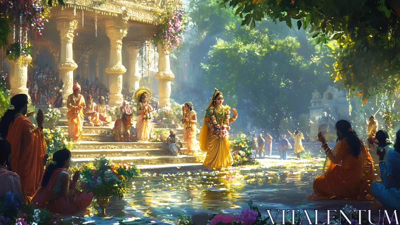 Golden temple courtyard hosts structured ceremonial gathering