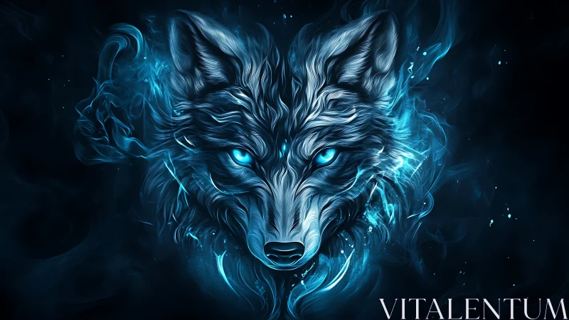 Ghostfire wolf carves neon trails through midnight smoke