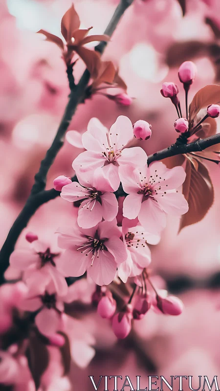 Cherry Blossom Blooms: Macro Floral Study with Depth.