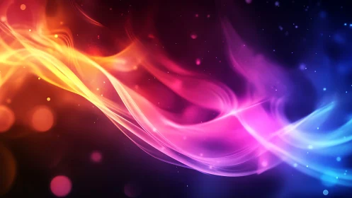 Colorful light waves stream across a deep cosmic backdrop